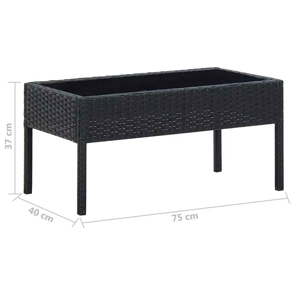 Garden Table Black Outdoor Patio Furniture Rattan Dining Space 75x40x37cm