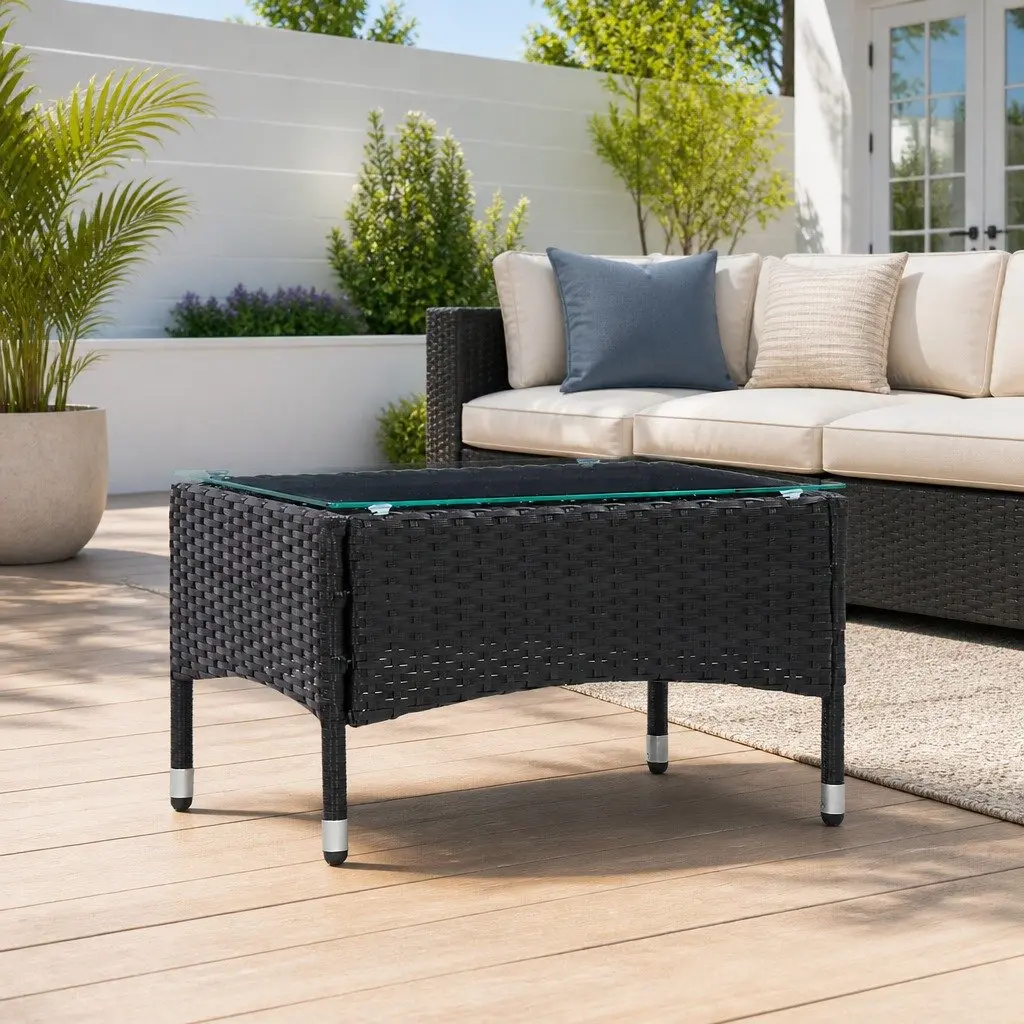 Black Rattan Coffee Table for Various Uses
