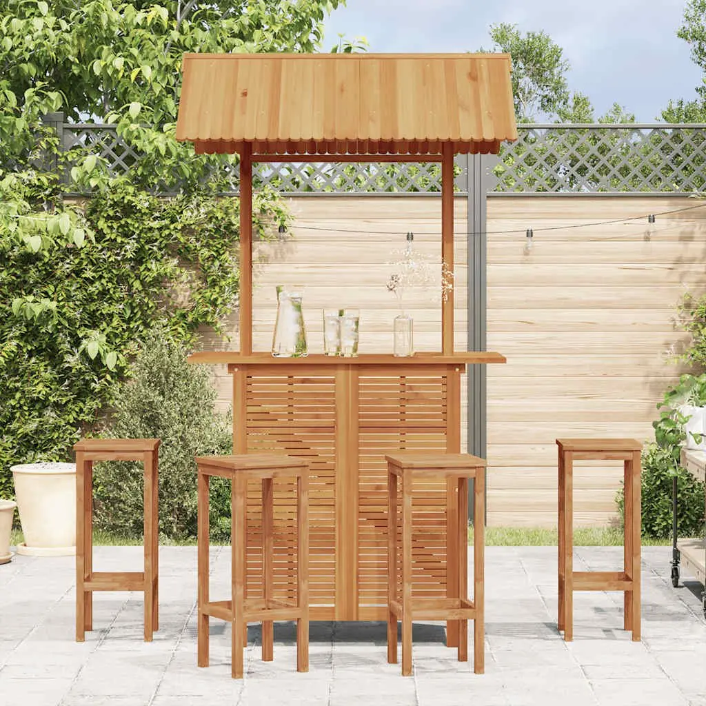 Outdoor Bar Table Solid Acacia Hardwood Brown with Rooftop 113 x 106 x 217 cm