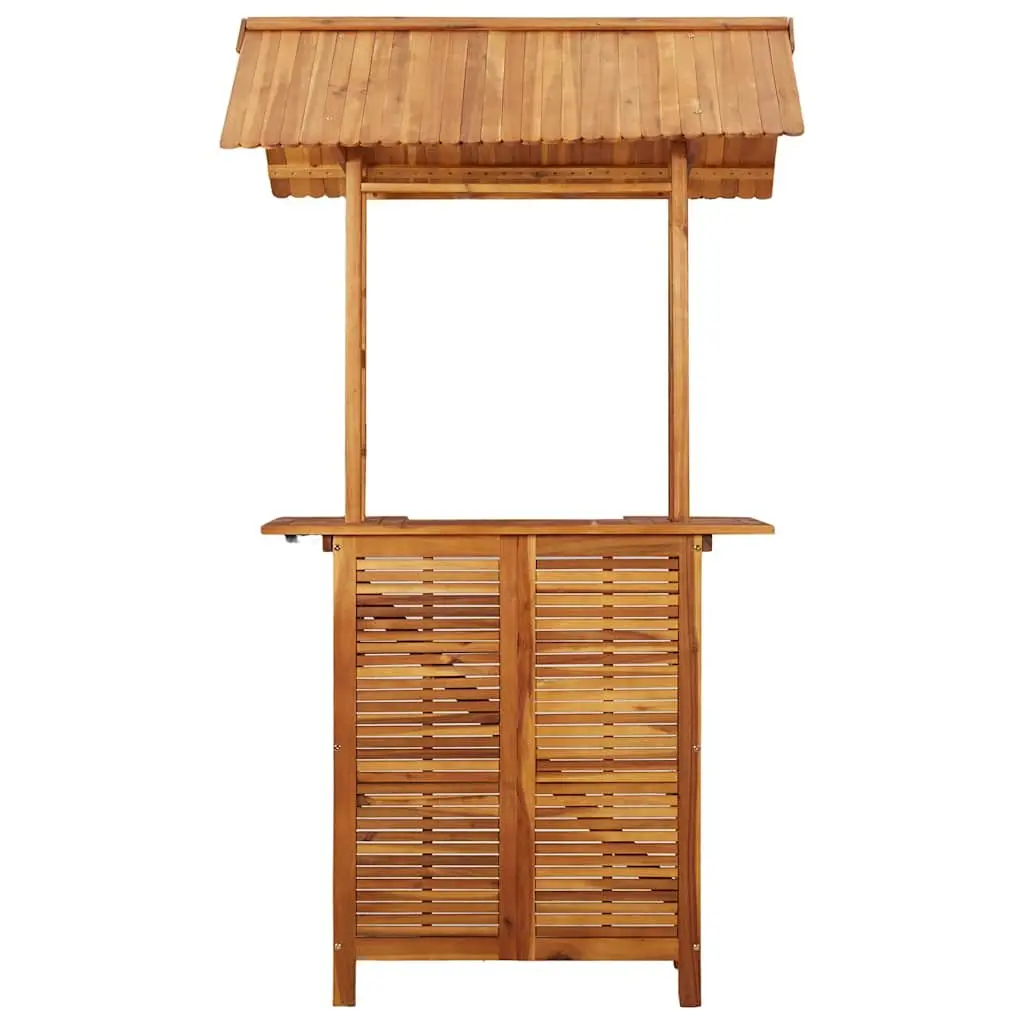 Outdoor Bar Table Solid Acacia Hardwood Brown with Rooftop 113 x 106 x 217 cm