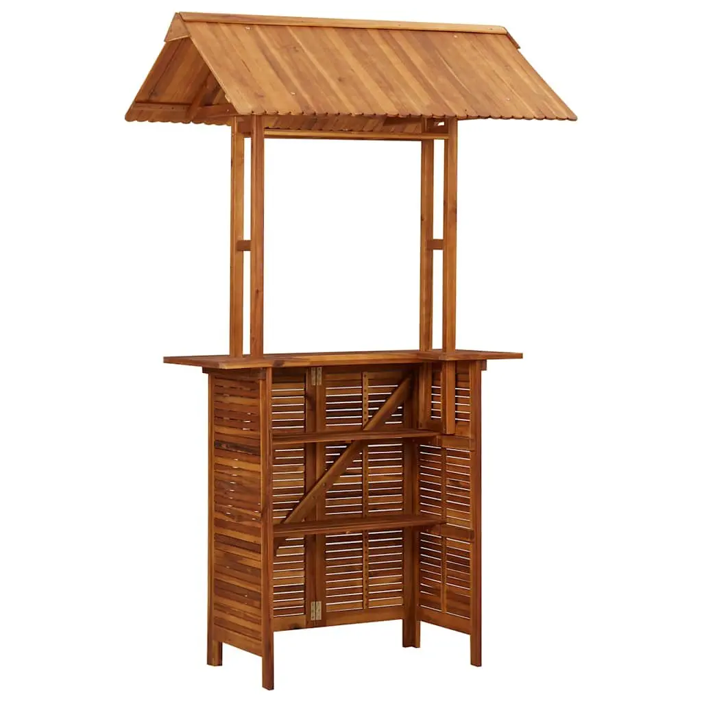 Outdoor Bar Table Solid Acacia Hardwood Brown with Rooftop 113 x 106 x 217 cm