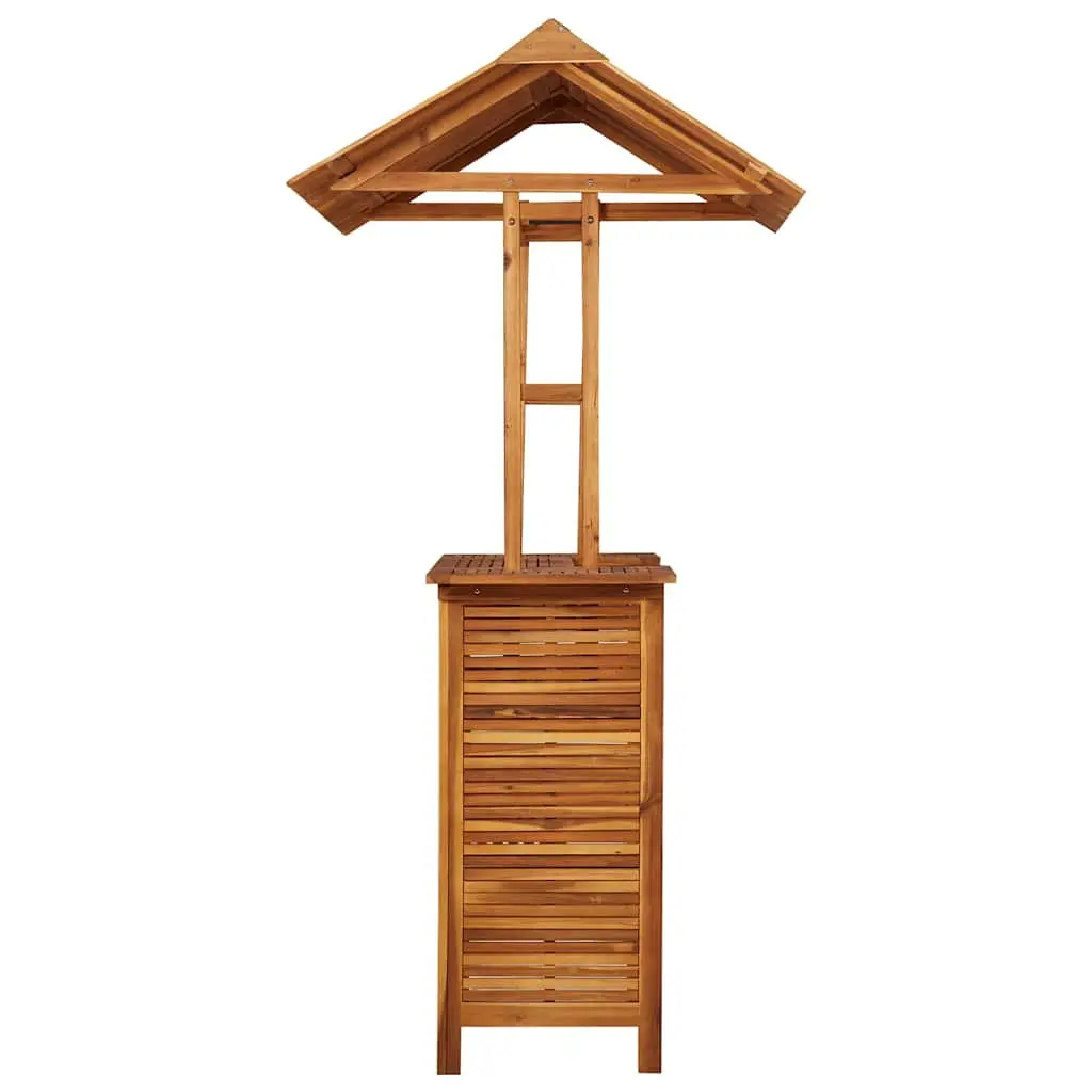 Outdoor Bar Table Solid Acacia Hardwood Brown with Rooftop 113 x 106 x 217 cm