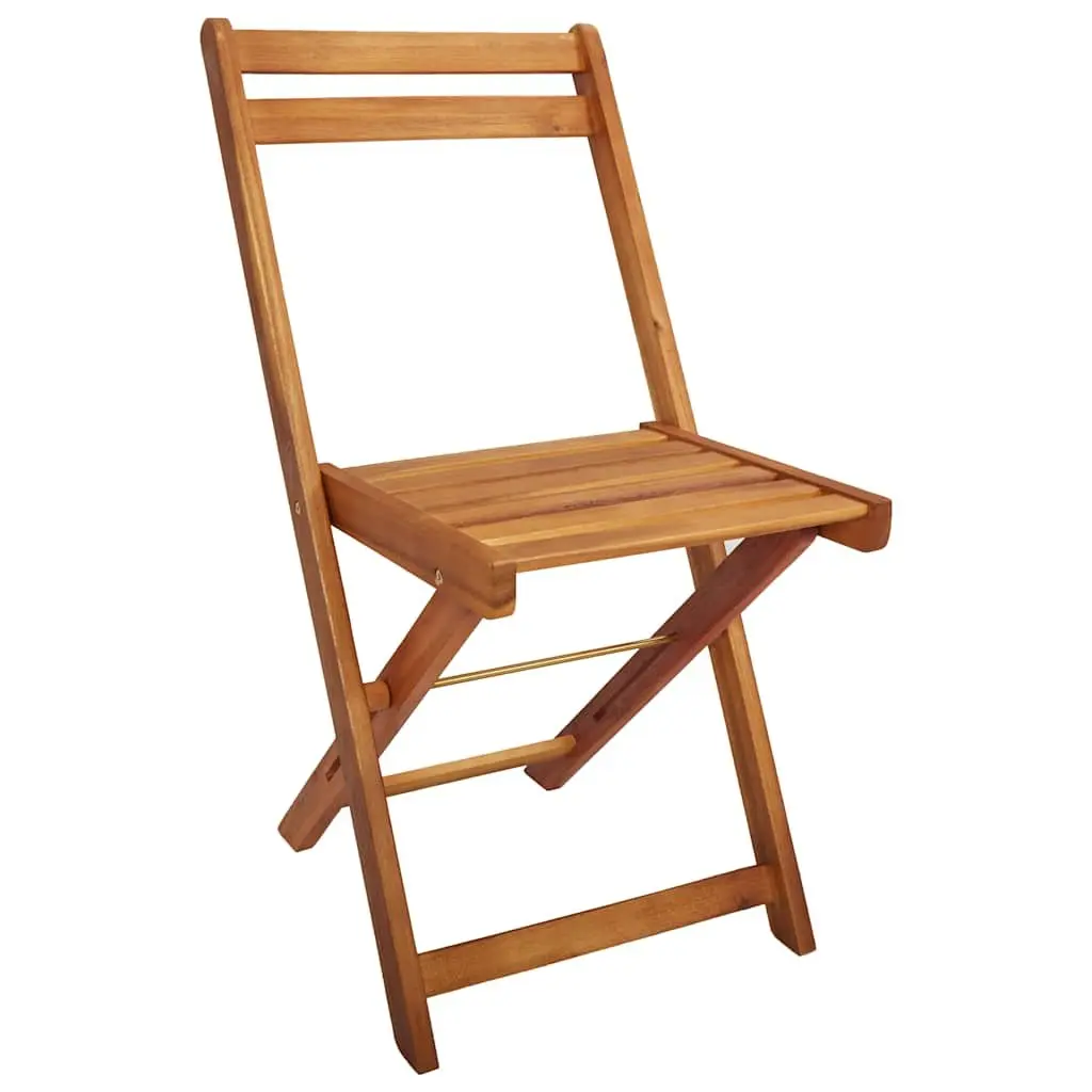 Garden Planter Table with Lid Solid Acacia Hardwood Brown with 2 Folding Bistro Chairs Outdoor Furniture Set