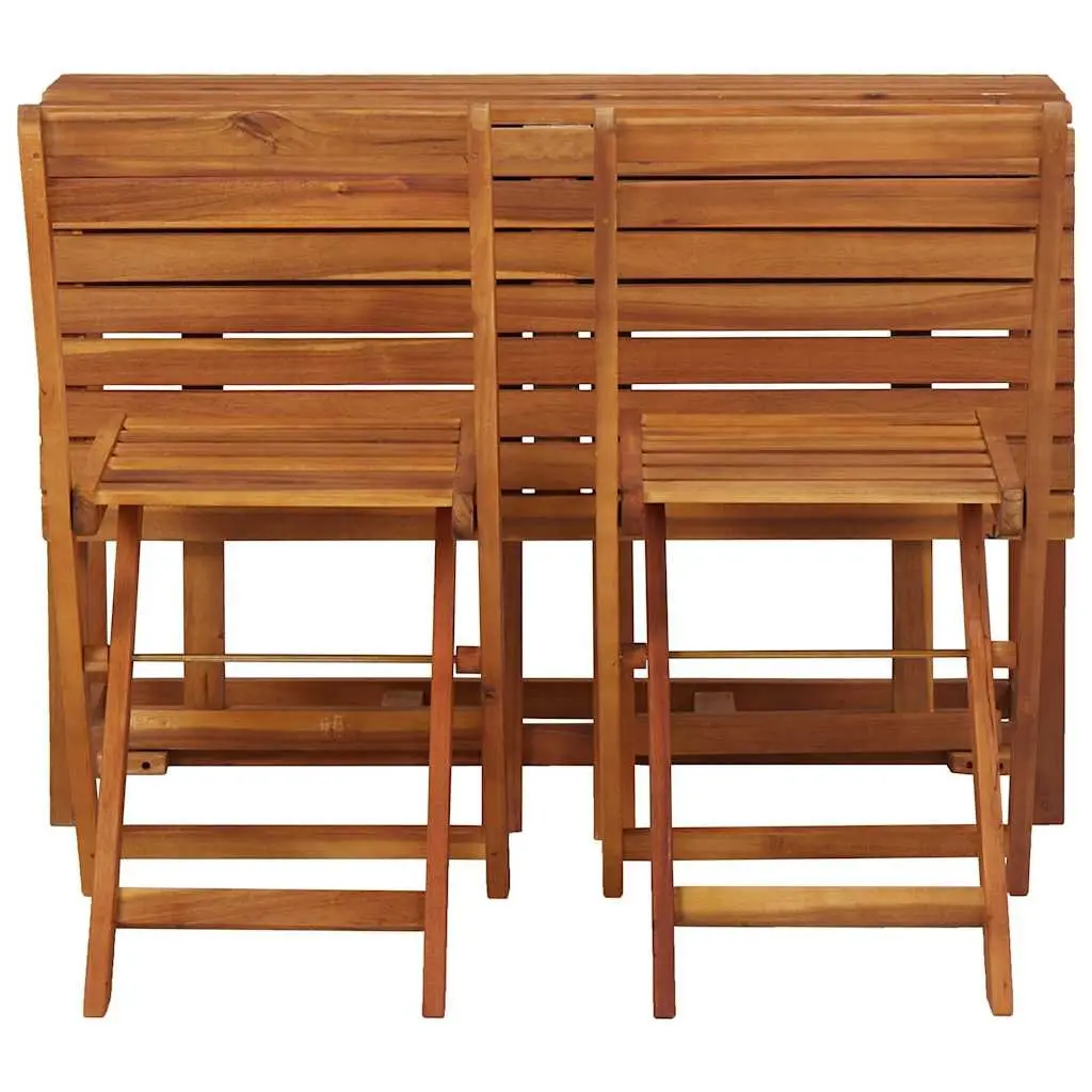 Garden Planter Table with Lid Solid Acacia Hardwood Brown with 2 Folding Bistro Chairs Outdoor Furniture Set