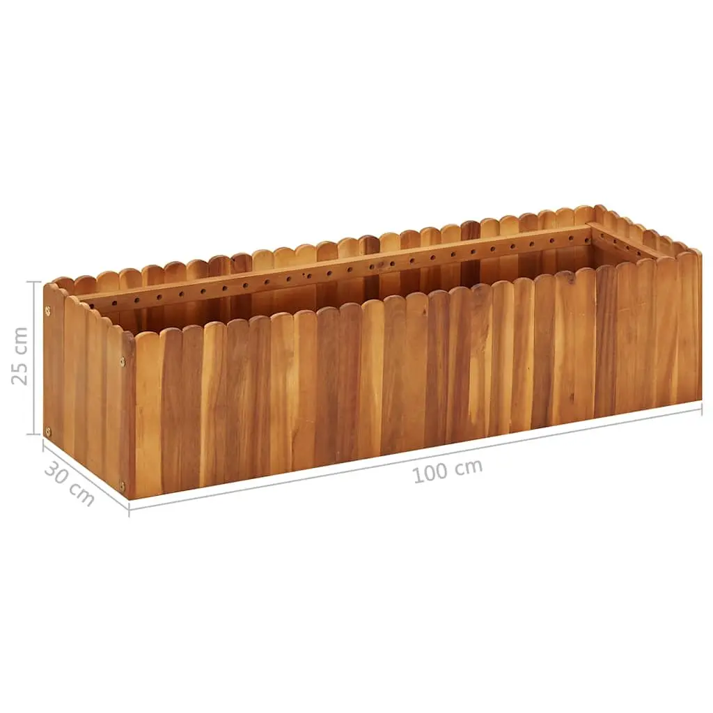Garden Raised Bed Planter 100x30x25 cm Solid Wood Outdoor Flower Vegetable Box