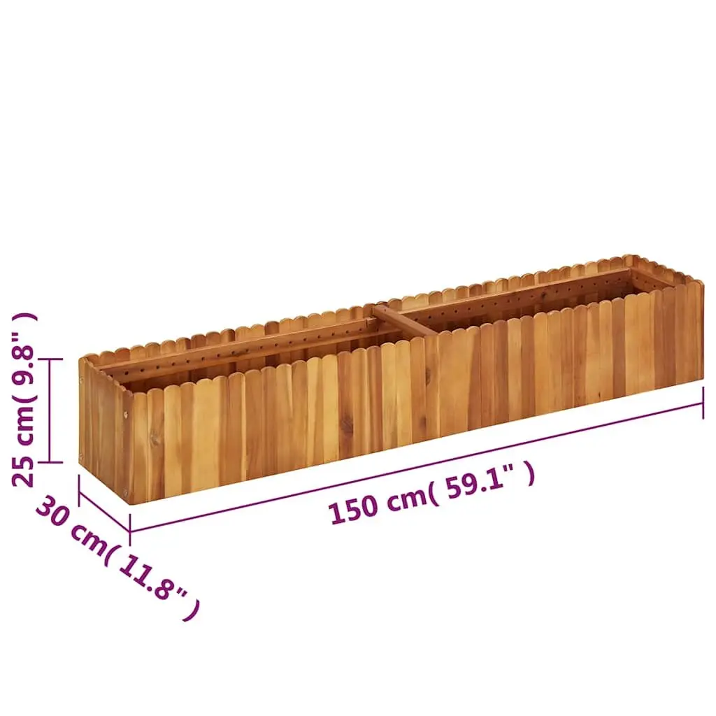 Raised Garden Bed Solid Acacia Wood 150x30x25 cm Brown Outdoor Planter Box