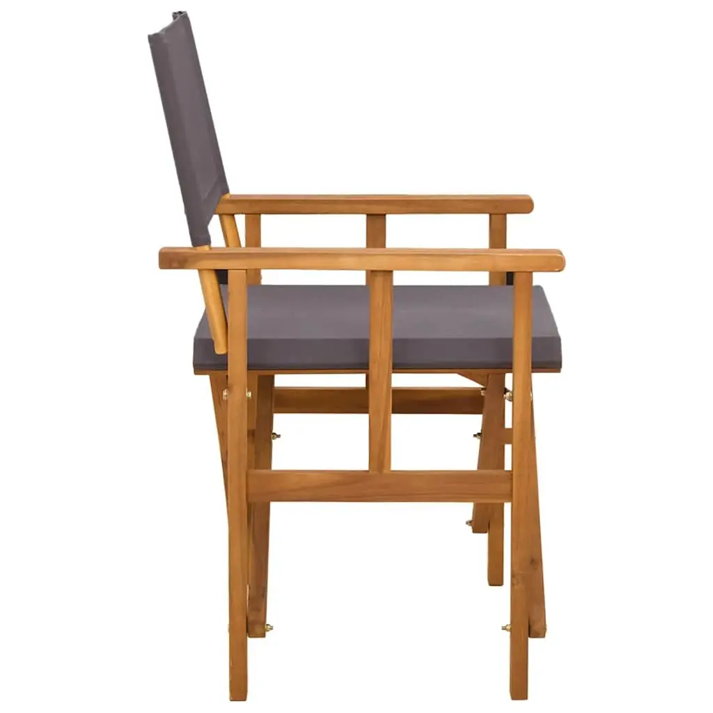 Folding Chairs 2 Pack Brown Acacia Wood Fabric Seats Outdoor Camping Garden