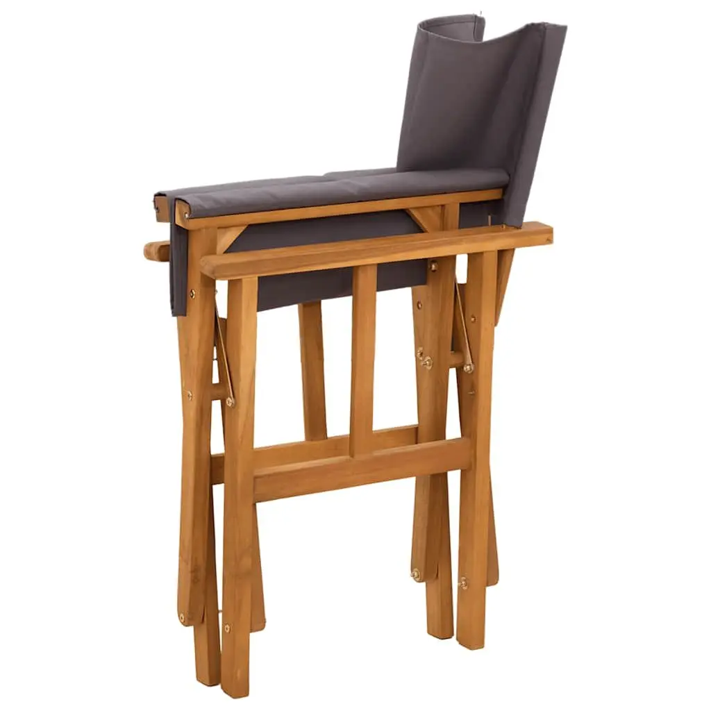 Folding Chairs 2 Pack Brown Acacia Wood Fabric Seats Outdoor Camping Garden