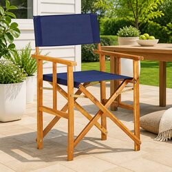 Folding Director's Chair Outdoor Seating Camping Beach Portable Blue Seat