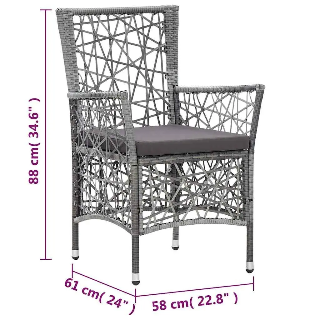 9 Piece Outdoor Dining Set Grey Poly Rattan Garden Furniture Patio Table Chairs