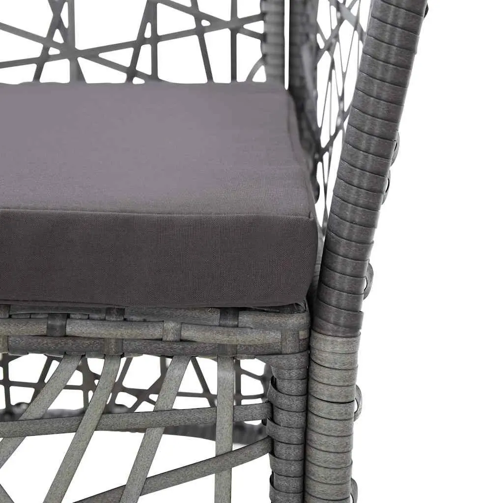 9 Piece Outdoor Dining Set Grey Poly Rattan Garden Furniture Patio Table Chairs