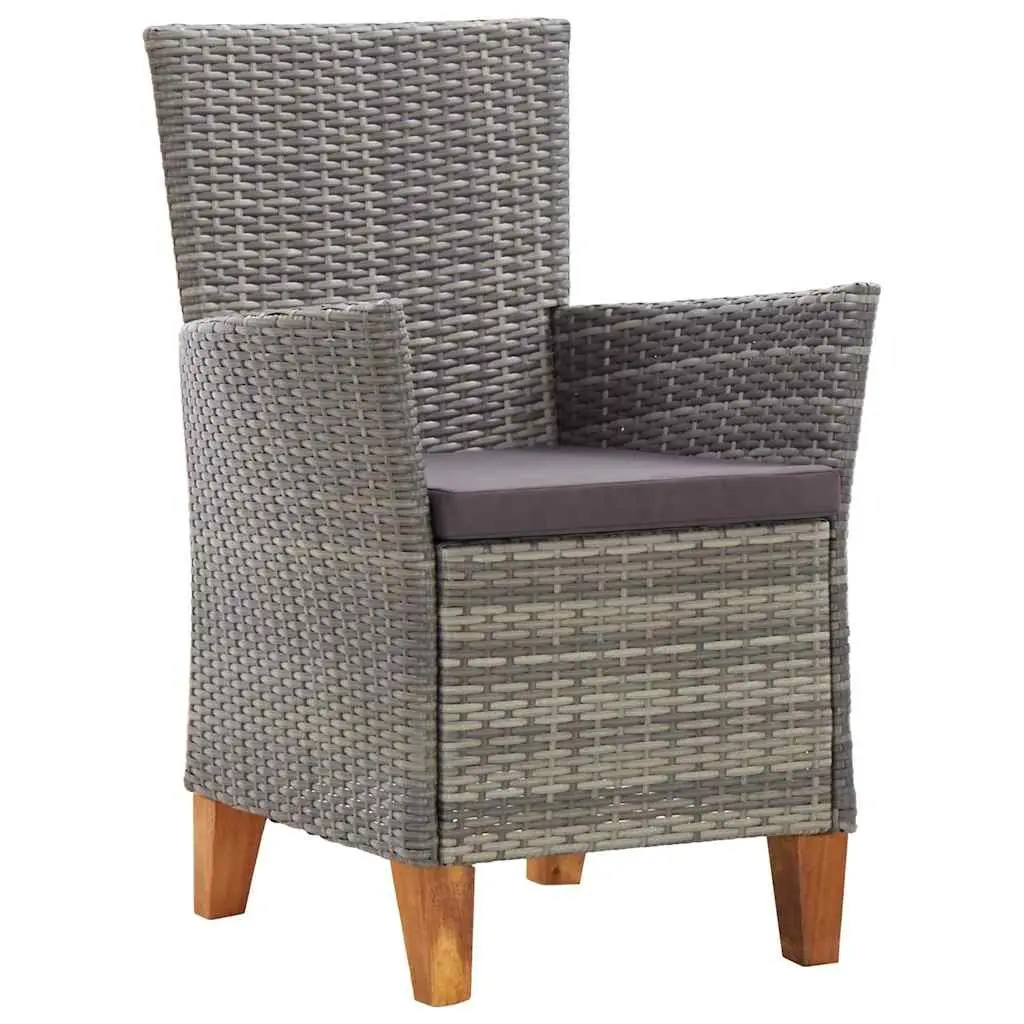 Outdoor Dining Set 5 Piece Acacia Wood Table Grey PE Rattan Chairs Garden Furniture