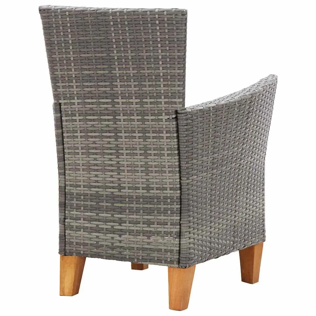 Outdoor Dining Set 5 Piece Acacia Wood Table Grey PE Rattan Chairs Garden Furniture