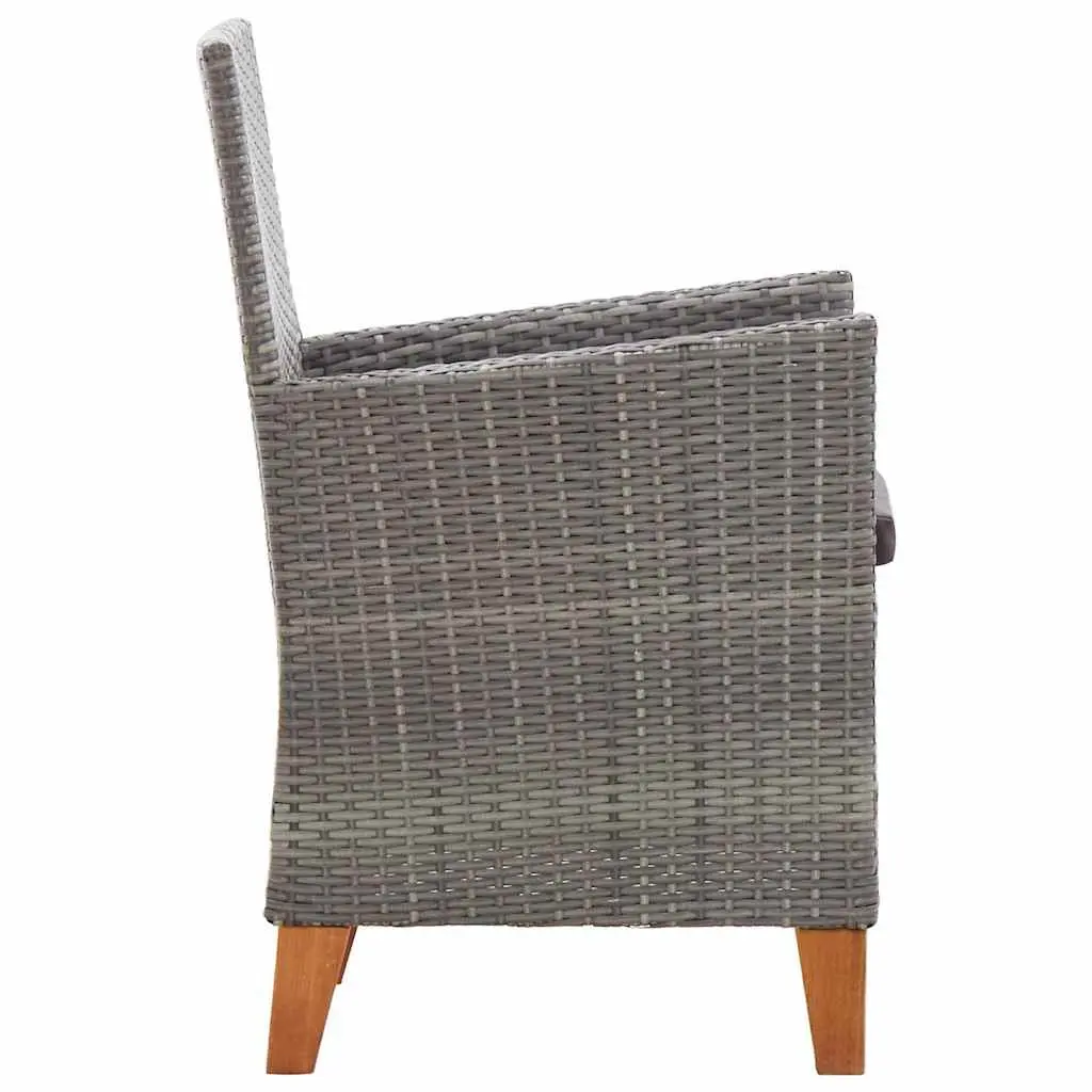 Outdoor Dining Set 5 Piece Acacia Wood Table Grey PE Rattan Chairs Garden Furniture