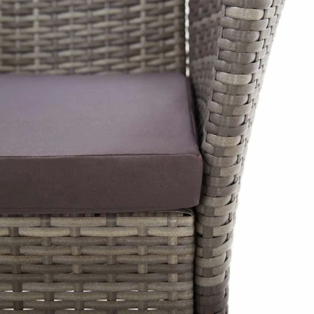 Outdoor Dining Set 5 Piece Acacia Wood Table Grey PE Rattan Chairs Garden Furniture