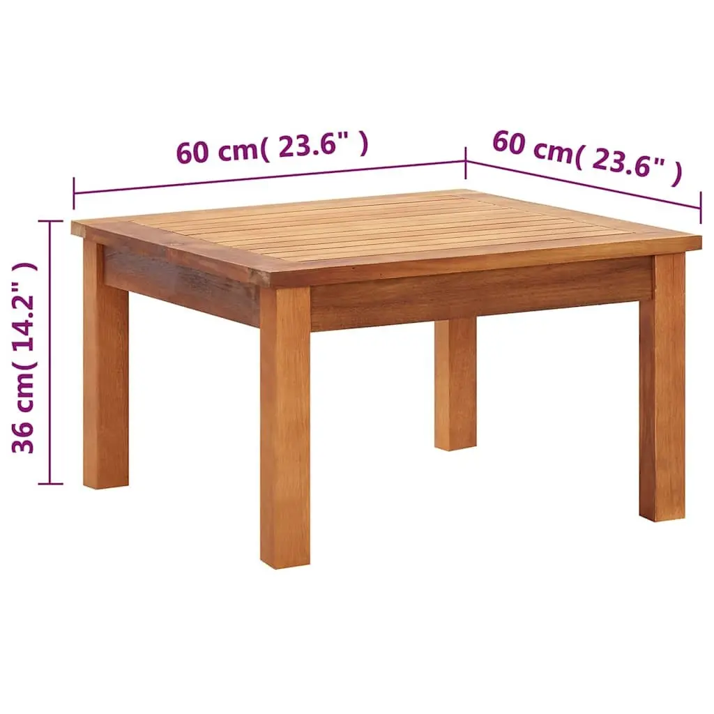 Outdoor Coffee Table 60x60x36 cm Wooden Garden Patio Furniture Brown Slatted