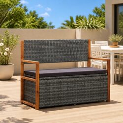 Grey 115cm Storage Bench for Outdoor Spaces