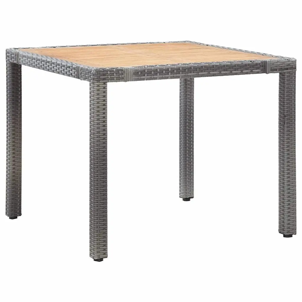 5 Piece Outdoor Dining Set Water-Resistant PE Rattan Powder-Coated Steel Frame Solid Acacia Wood Table Grey