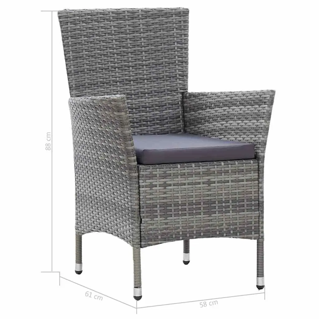 5 Piece Outdoor Dining Set Water-Resistant PE Rattan Powder-Coated Steel Frame Solid Acacia Wood Table Grey