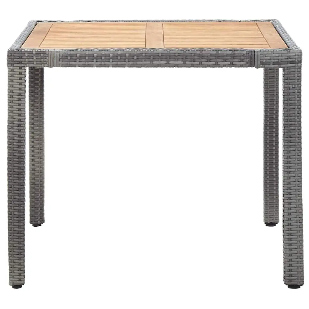 5 Piece Outdoor Dining Set Water-Resistant PE Rattan Powder-Coated Steel Frame Solid Acacia Wood Table Grey