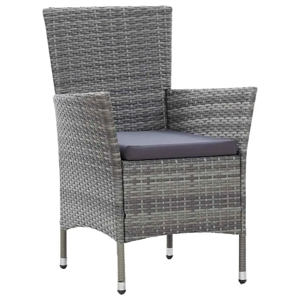 5 Piece Outdoor Dining Set Water-Resistant PE Rattan Powder-Coated Steel Frame Solid Acacia Wood Table Grey