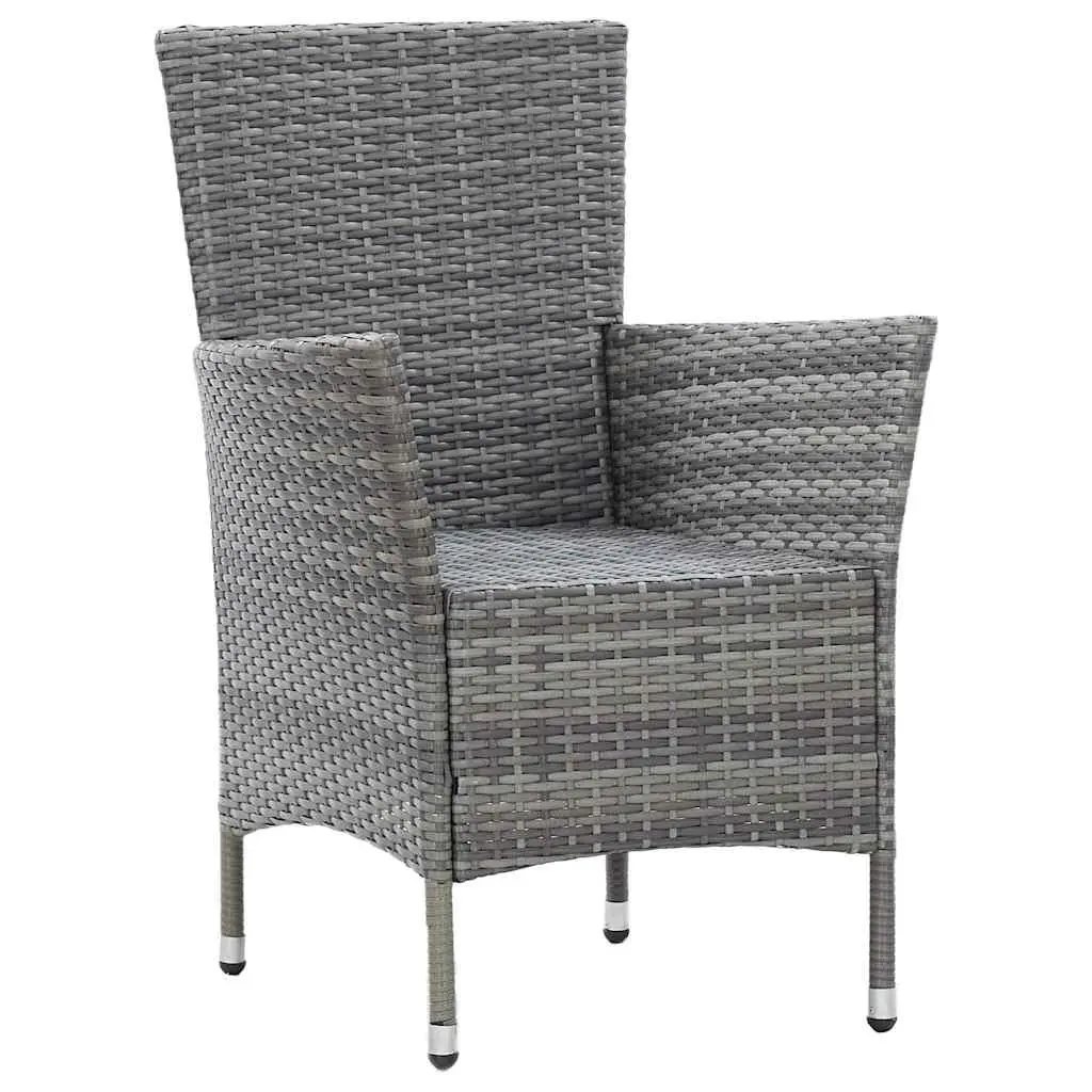 5 Piece Outdoor Dining Set Water-Resistant PE Rattan Powder-Coated Steel Frame Solid Acacia Wood Table Grey