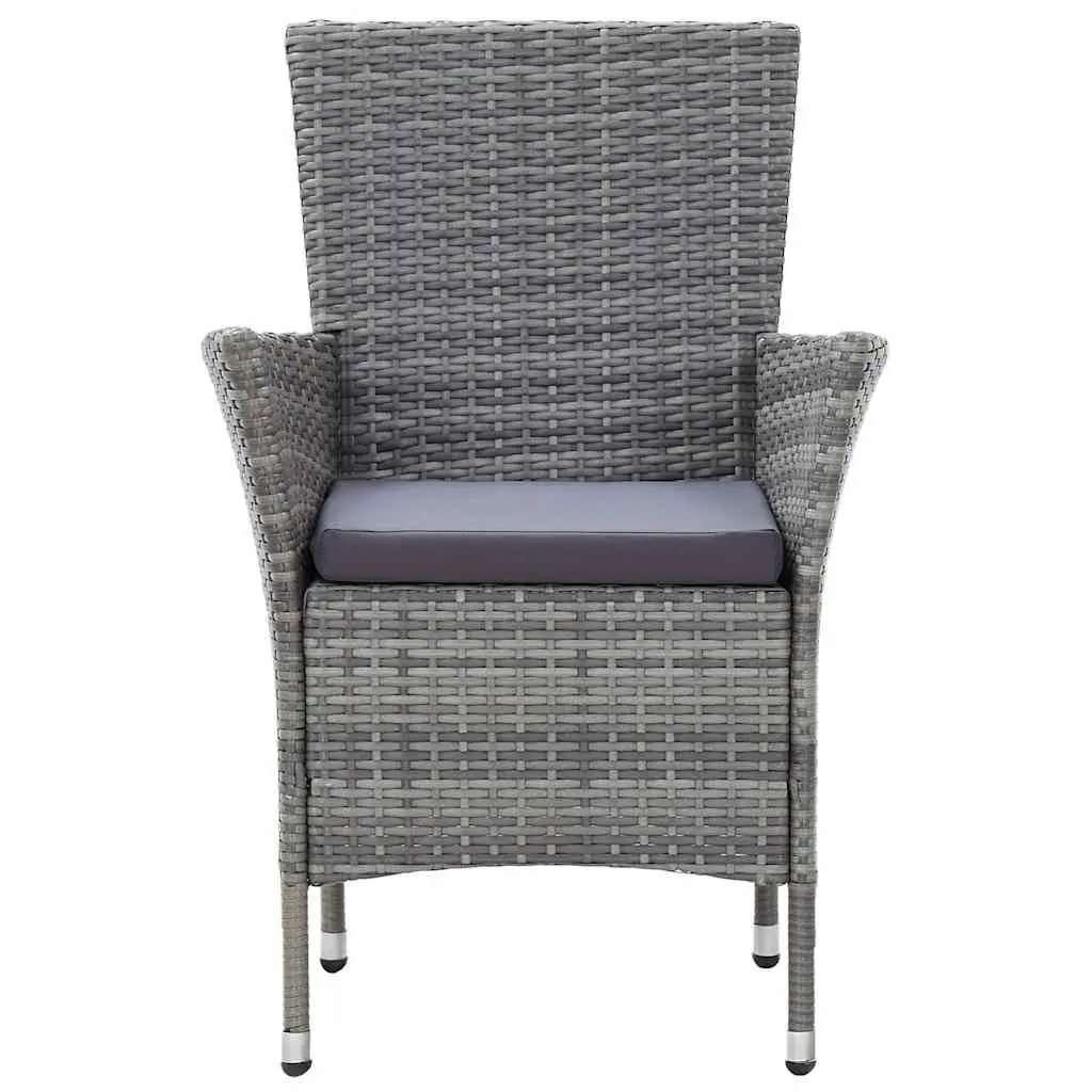5 Piece Outdoor Dining Set Water-Resistant PE Rattan Powder-Coated Steel Frame Solid Acacia Wood Table Grey