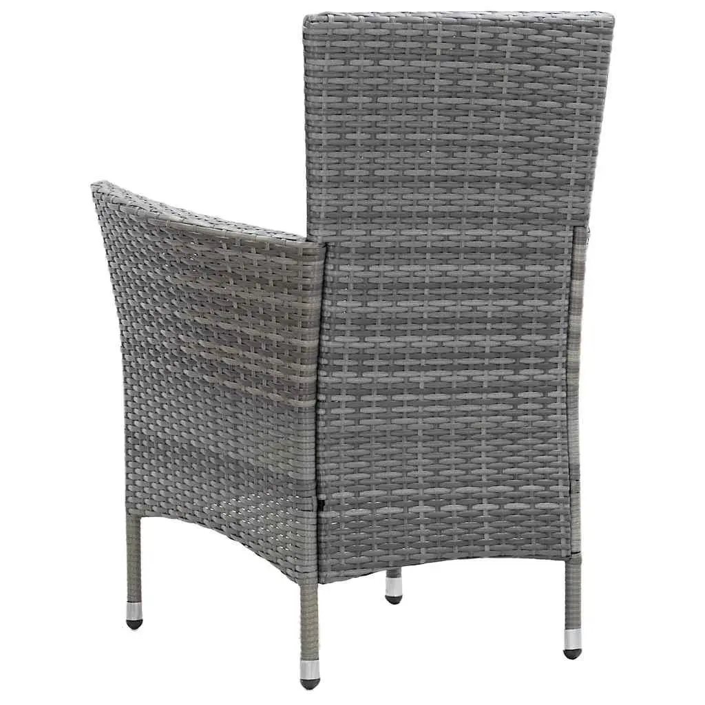 5 Piece Outdoor Dining Set Water-Resistant PE Rattan Powder-Coated Steel Frame Solid Acacia Wood Table Grey