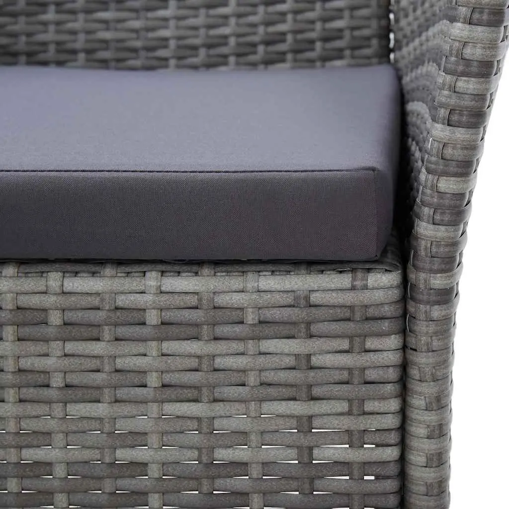 5 Piece Outdoor Dining Set Water-Resistant PE Rattan Powder-Coated Steel Frame Solid Acacia Wood Table Grey
