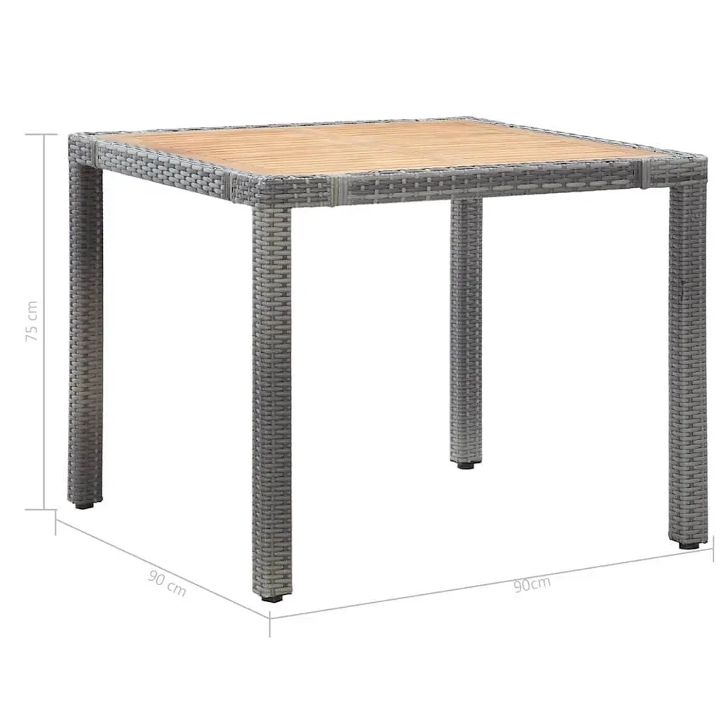 5 Piece Outdoor Dining Set Water-Resistant PE Rattan Powder-Coated Steel Frame Solid Acacia Wood Table Grey