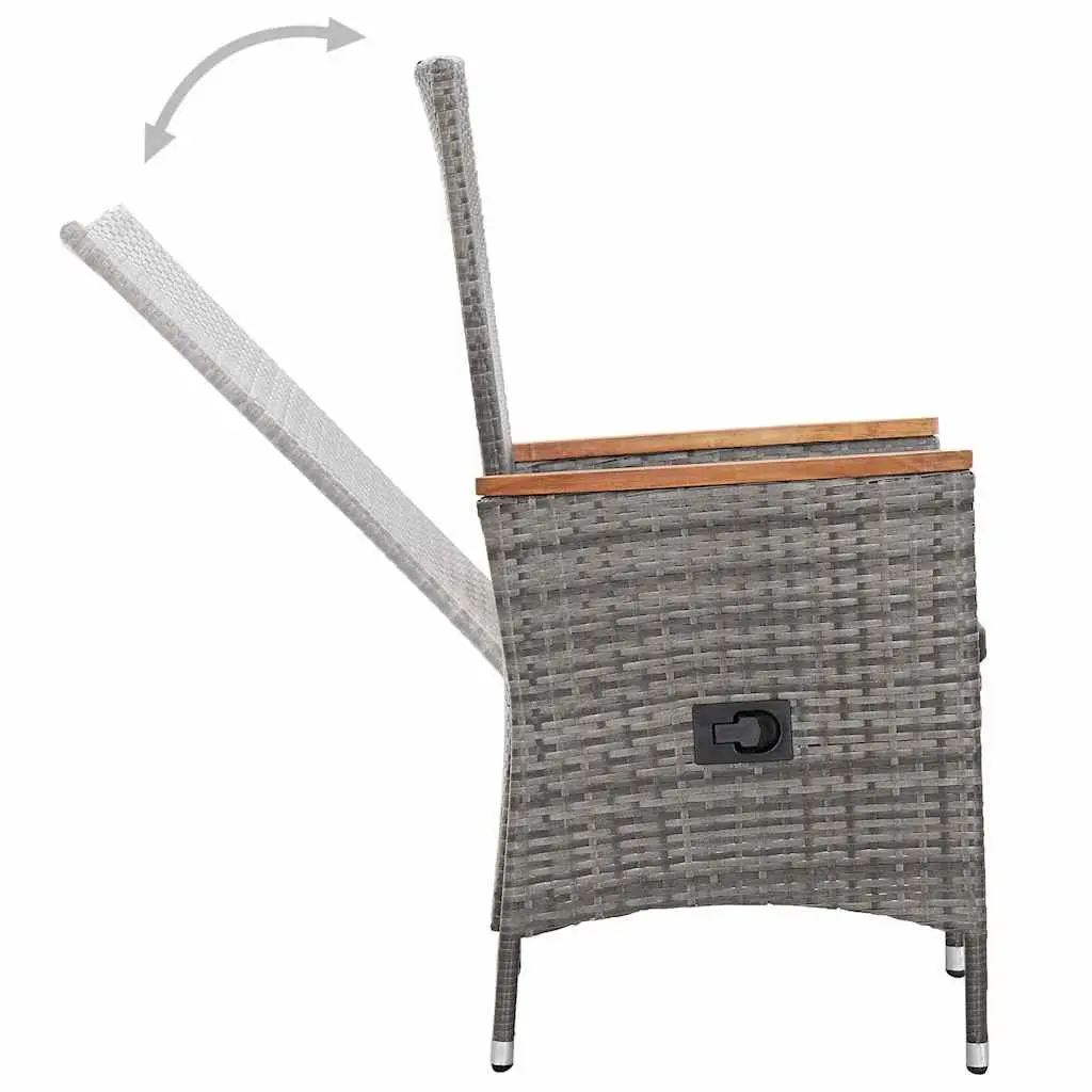 Outdoor Dining Set Poly Rattan 7 Piece Grey with Cushions