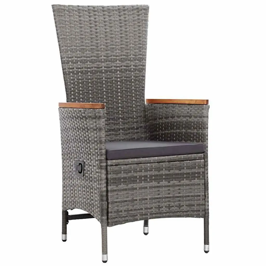 9 Piece Outdoor Furniture Set Poly Rattan Grey with Cushions and Adjustable Chairs for Garden Dining