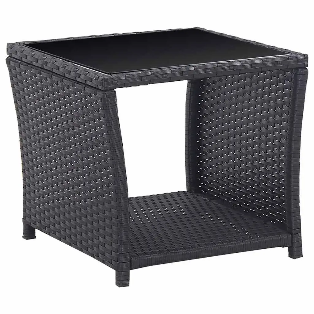 3 Piece Bistro Set Poly Rattan Outdoor Furniture Black with Cushions
