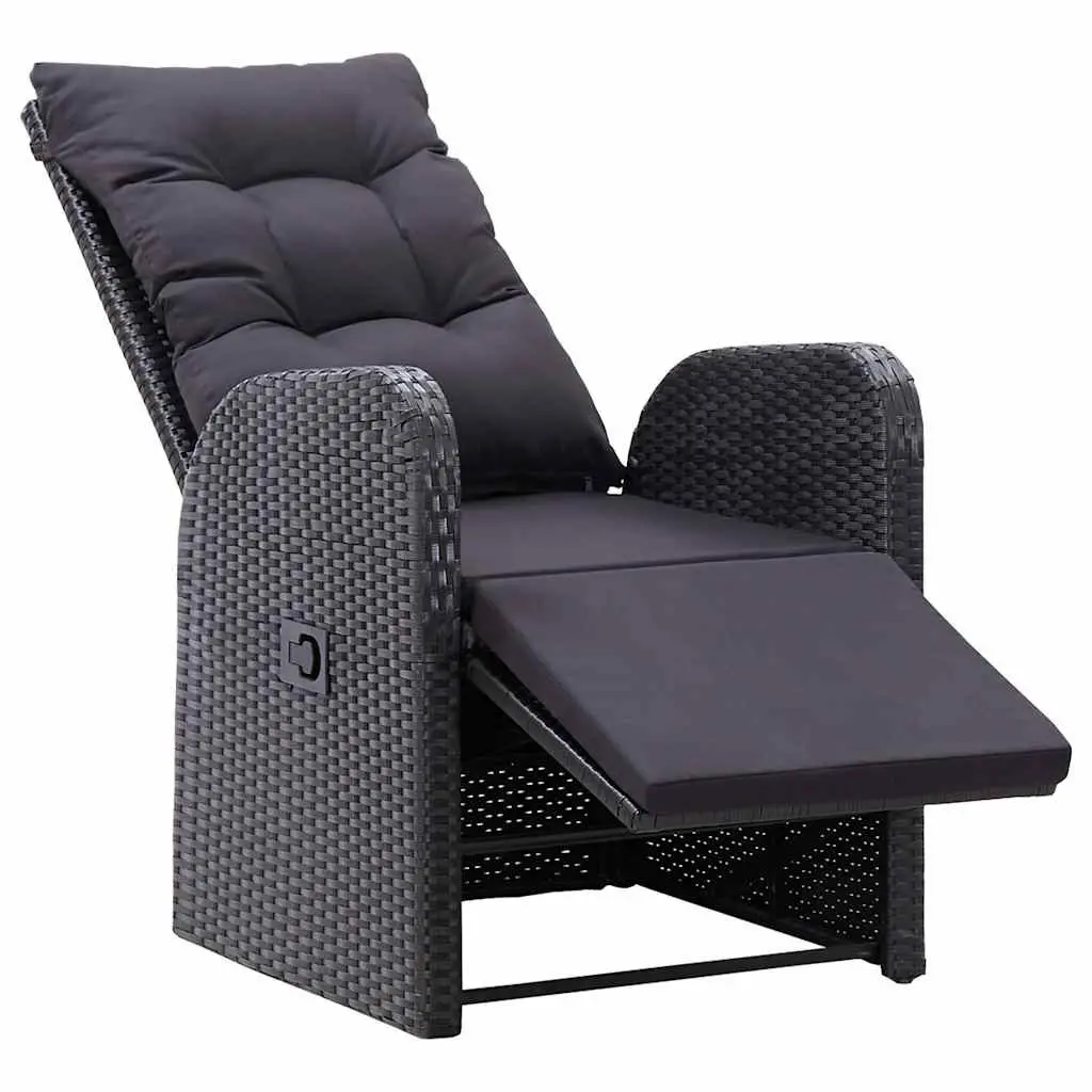3 Piece Bistro Set Poly Rattan Outdoor Furniture Black with Cushions