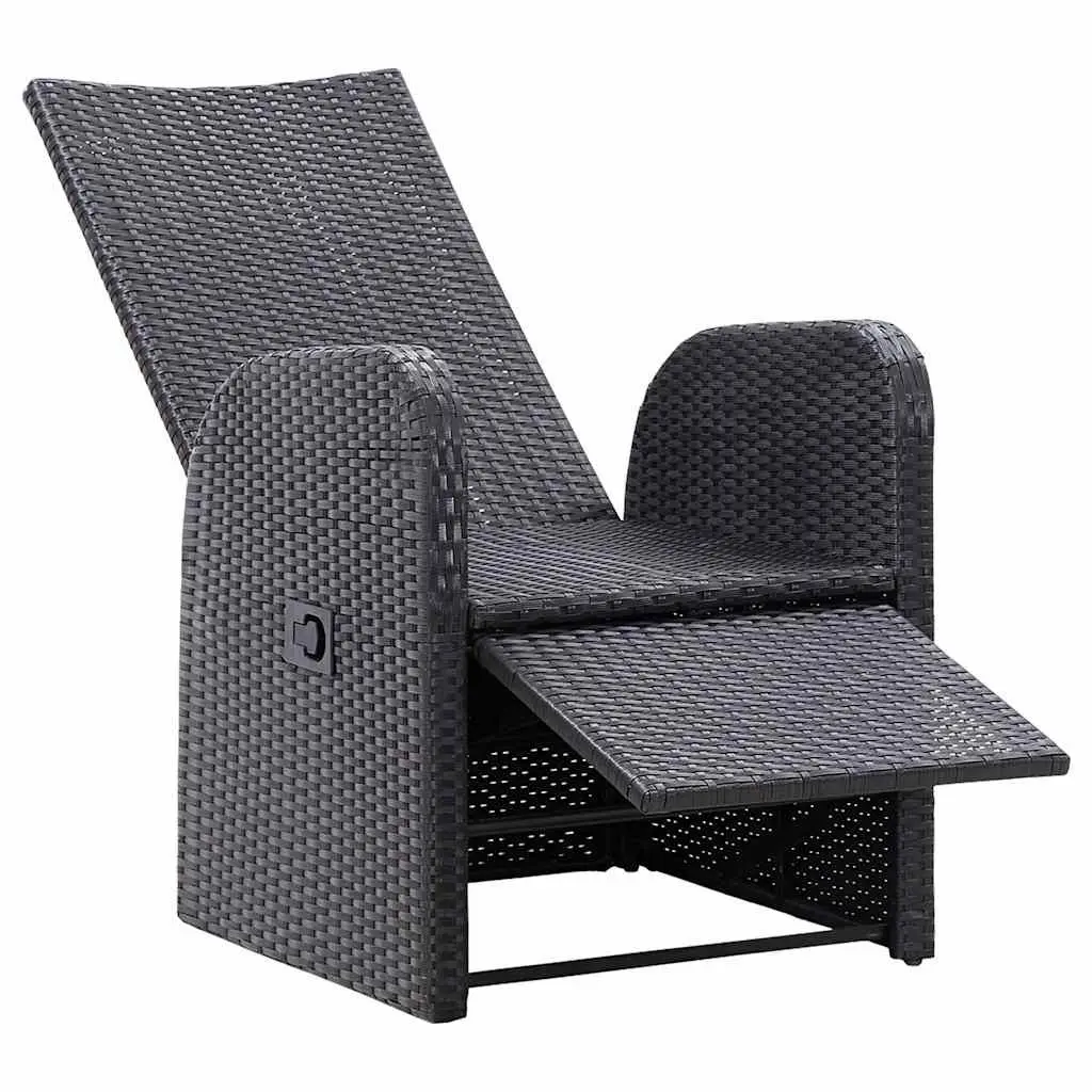 3 Piece Bistro Set Poly Rattan Outdoor Furniture Black with Cushions