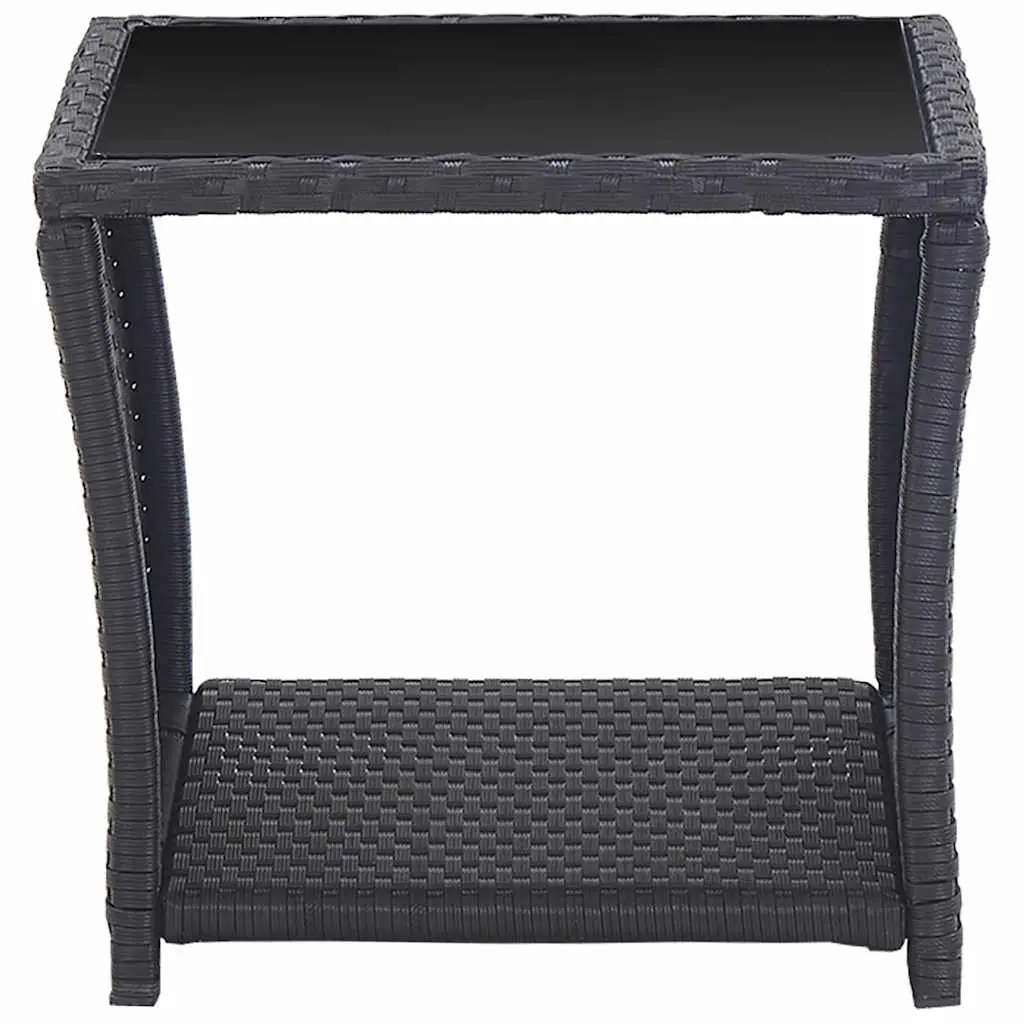 3 Piece Bistro Set Poly Rattan Outdoor Furniture Black with Cushions
