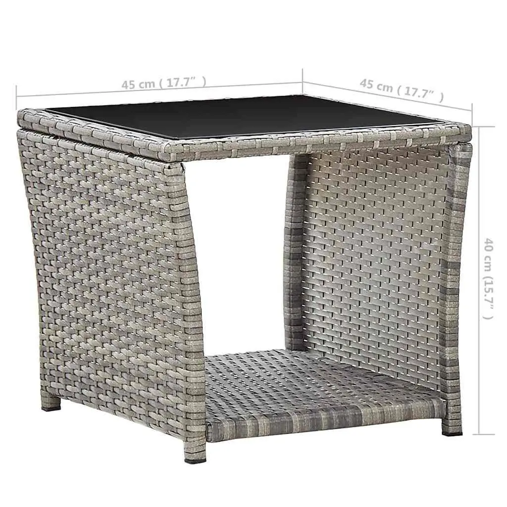 Grey Poly Rattan Table for Outdoor Use