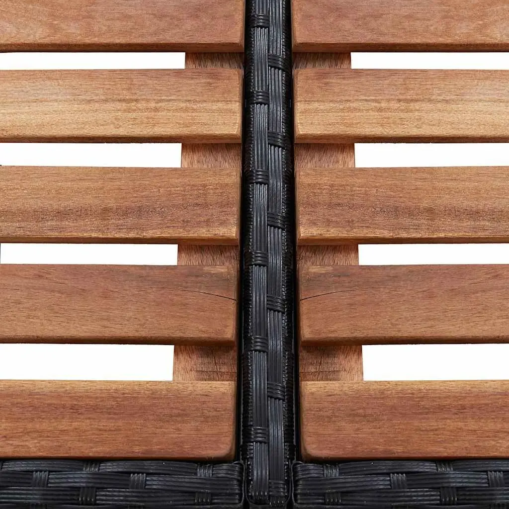 Square Spa Surround Poly Rattan 268 x 268 cm Black with Solid Wood Steps