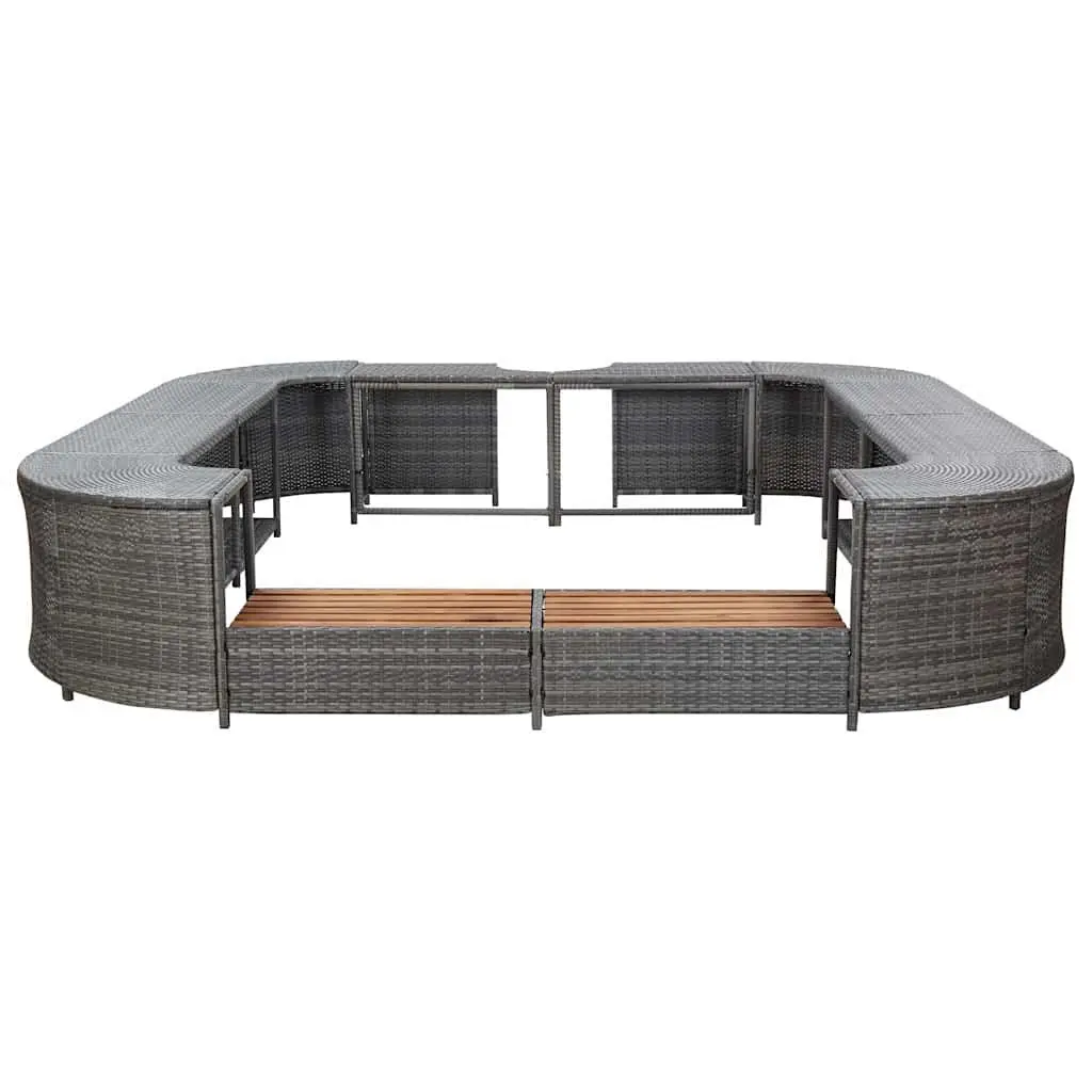 Square Spa Surround Poly Rattan 268cm Grey Outdoor Garden Hot Tub Enclosure