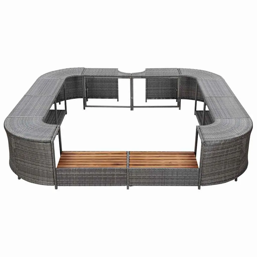 Square Spa Surround Poly Rattan 268cm Grey Outdoor Garden Hot Tub Enclosure