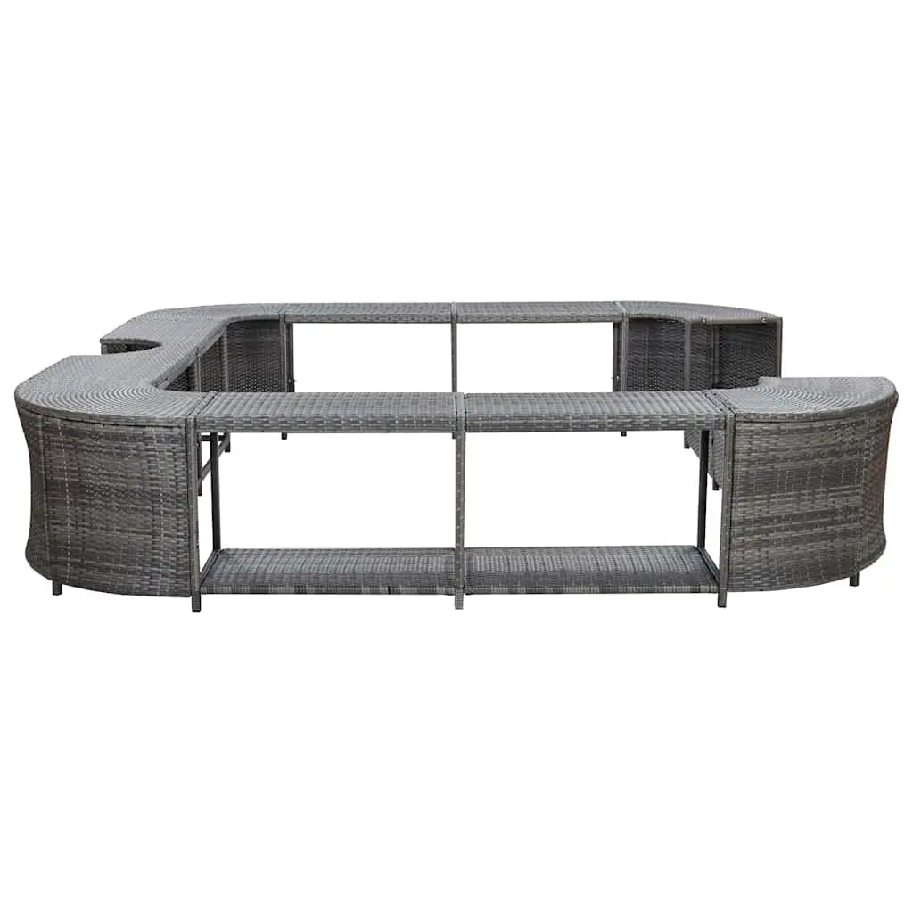 Square Spa Surround Poly Rattan 268cm Grey Outdoor Garden Hot Tub Enclosure