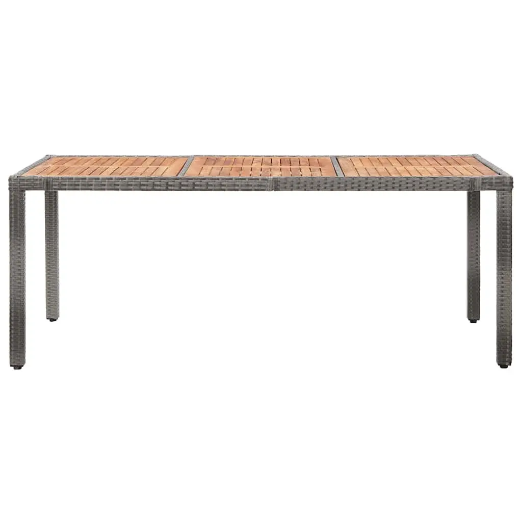 Garden Dining Set Poly Rattan 9 Piece Outdoor Furniture Steel Frame Acacia Wood Grey