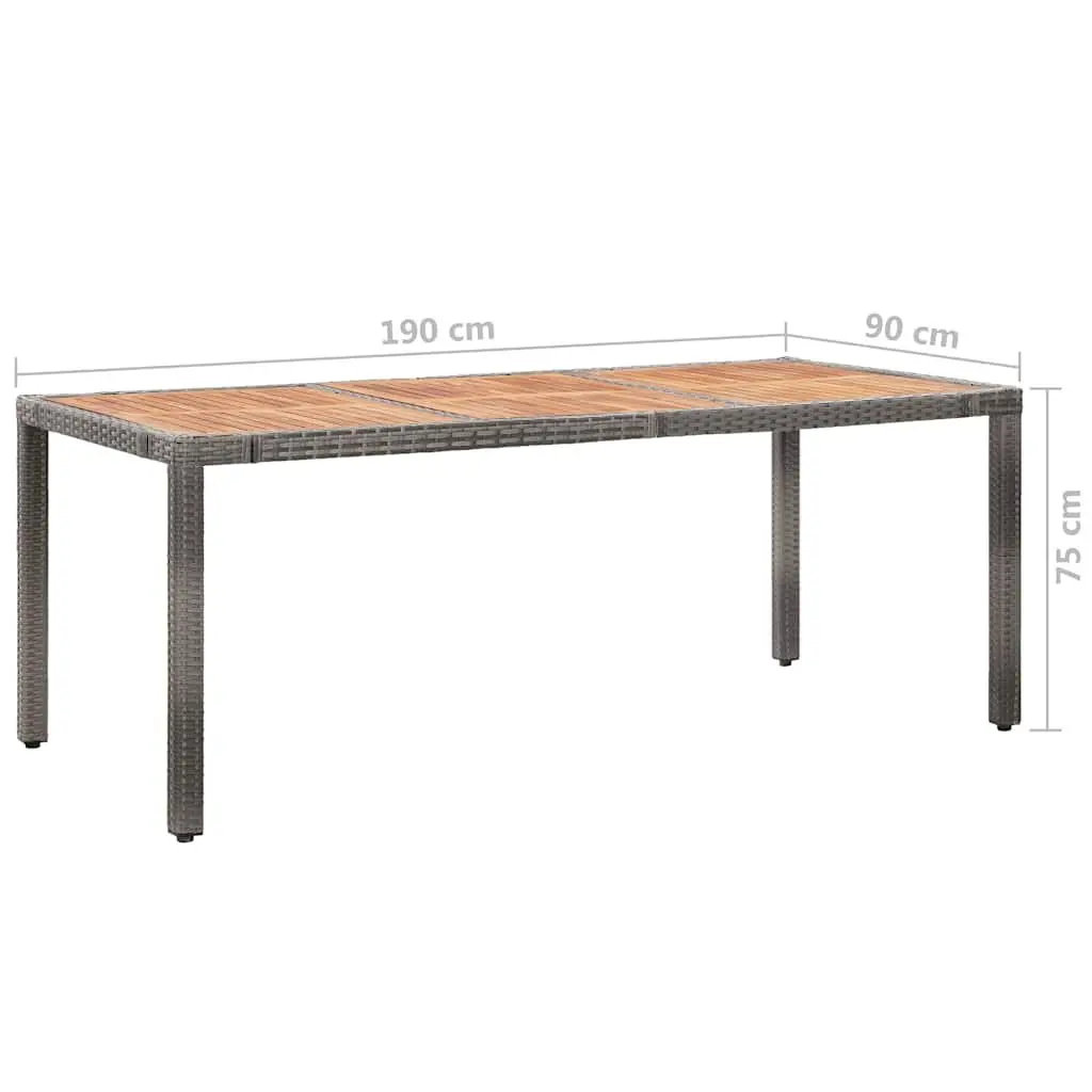 Garden Dining Set Poly Rattan 9 Piece Outdoor Furniture Steel Frame Acacia Wood Grey