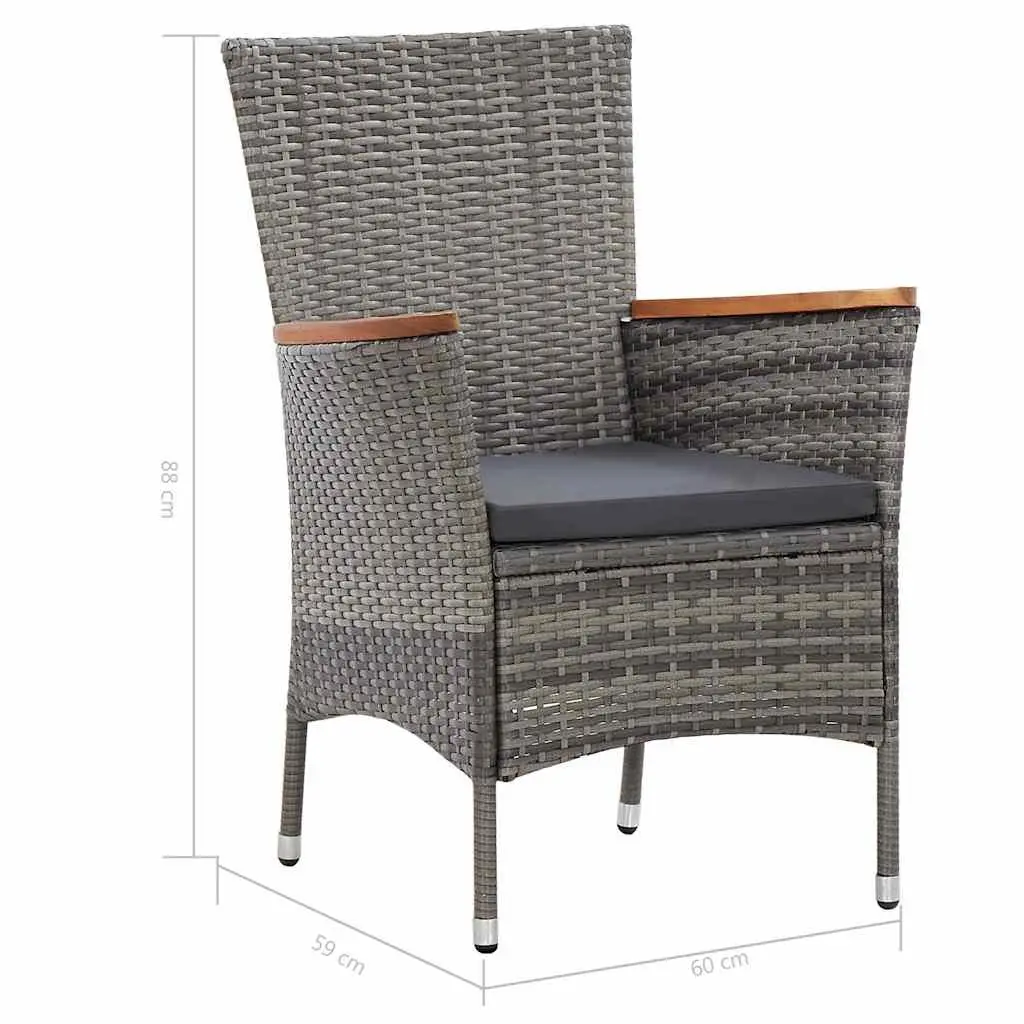 Garden Dining Set PE Rattan 7 Piece Outdoor Furniture with Cushions Grey