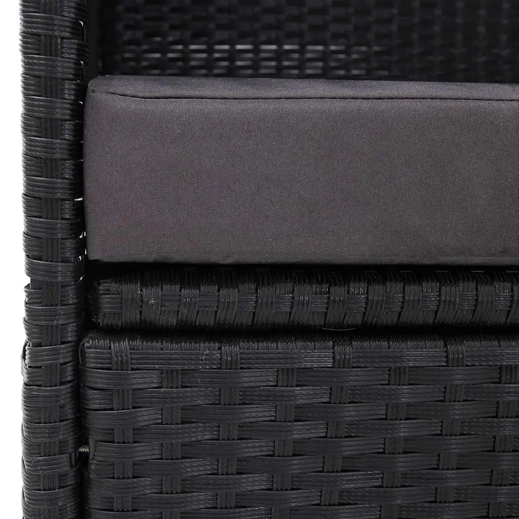 Outdoor Daybed Sun Lounger with Canopy Poly Rattan Garden Patio Furniture Black