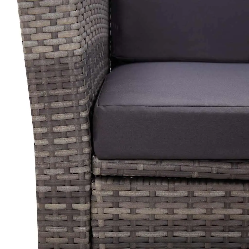 Outdoor Dining Set Grey PE Rattan 5 Piece Garden Patio Furniture with Cushions