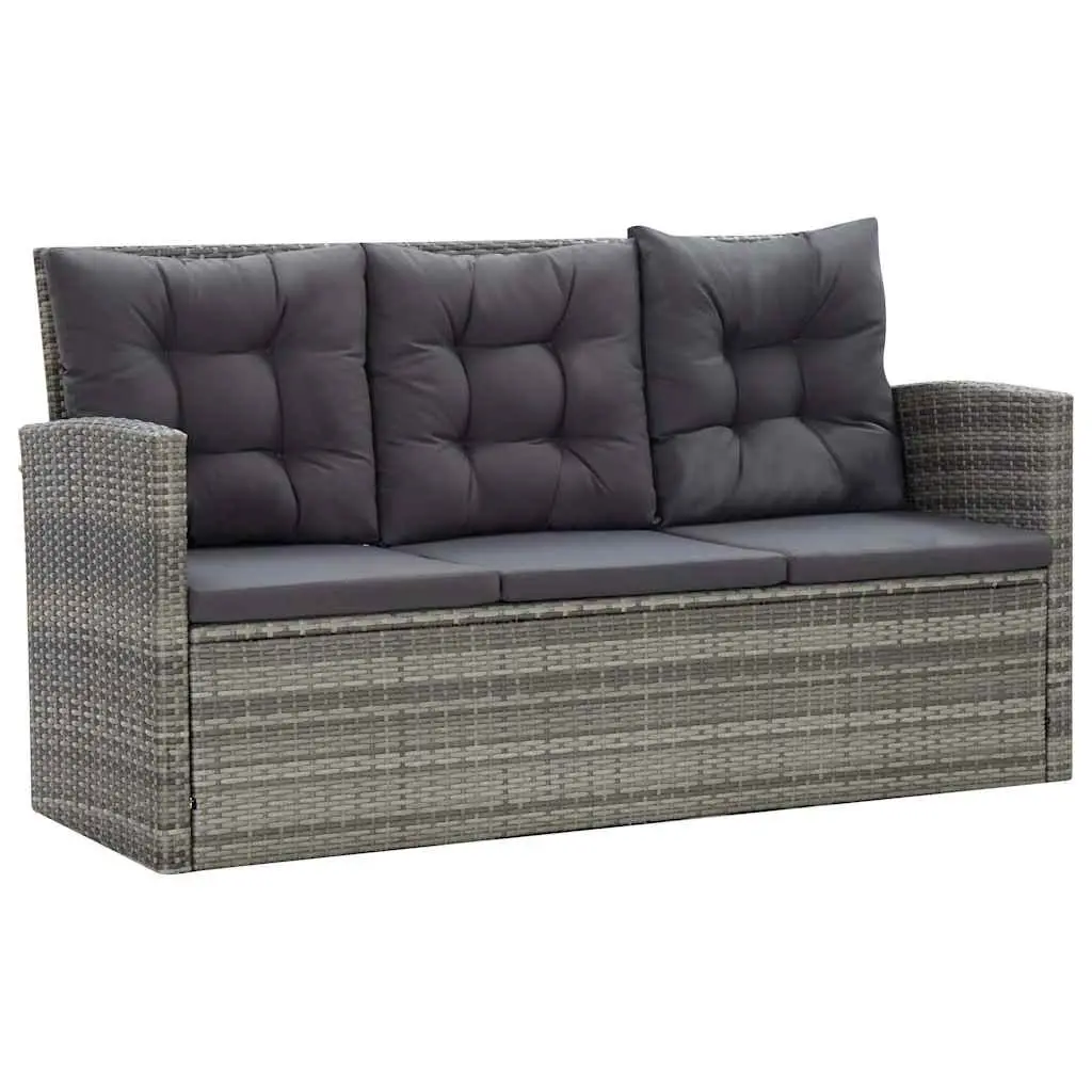 Outdoor Dining Set Grey PE Rattan 5 Piece Garden Patio Furniture with Cushions