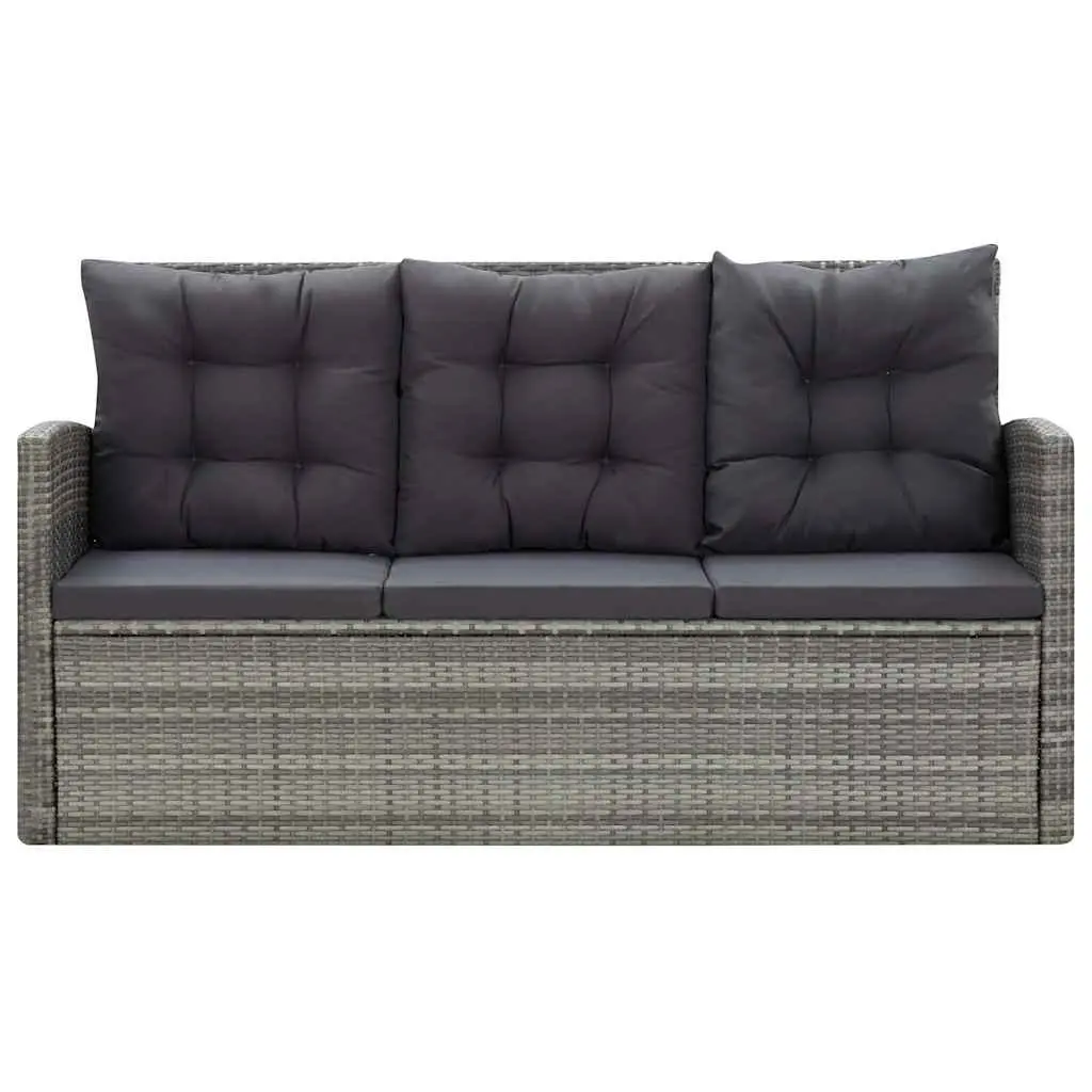 Outdoor Dining Set Grey PE Rattan 5 Piece Garden Patio Furniture with Cushions