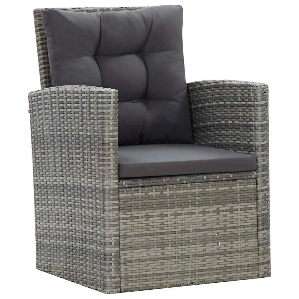 Outdoor Dining Set Grey PE Rattan 5 Piece Garden Patio Furniture with Cushions