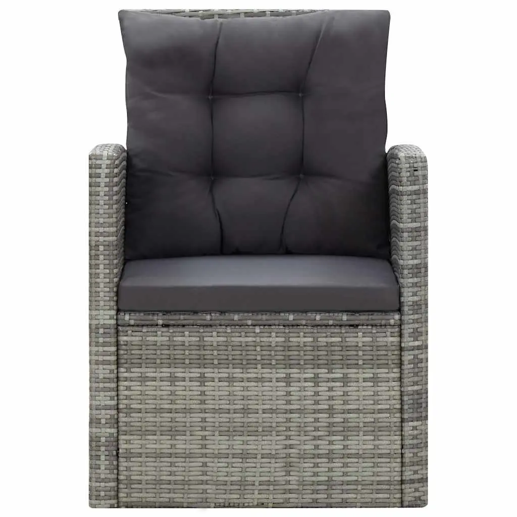 Outdoor Dining Set Grey PE Rattan 5 Piece Garden Patio Furniture with Cushions
